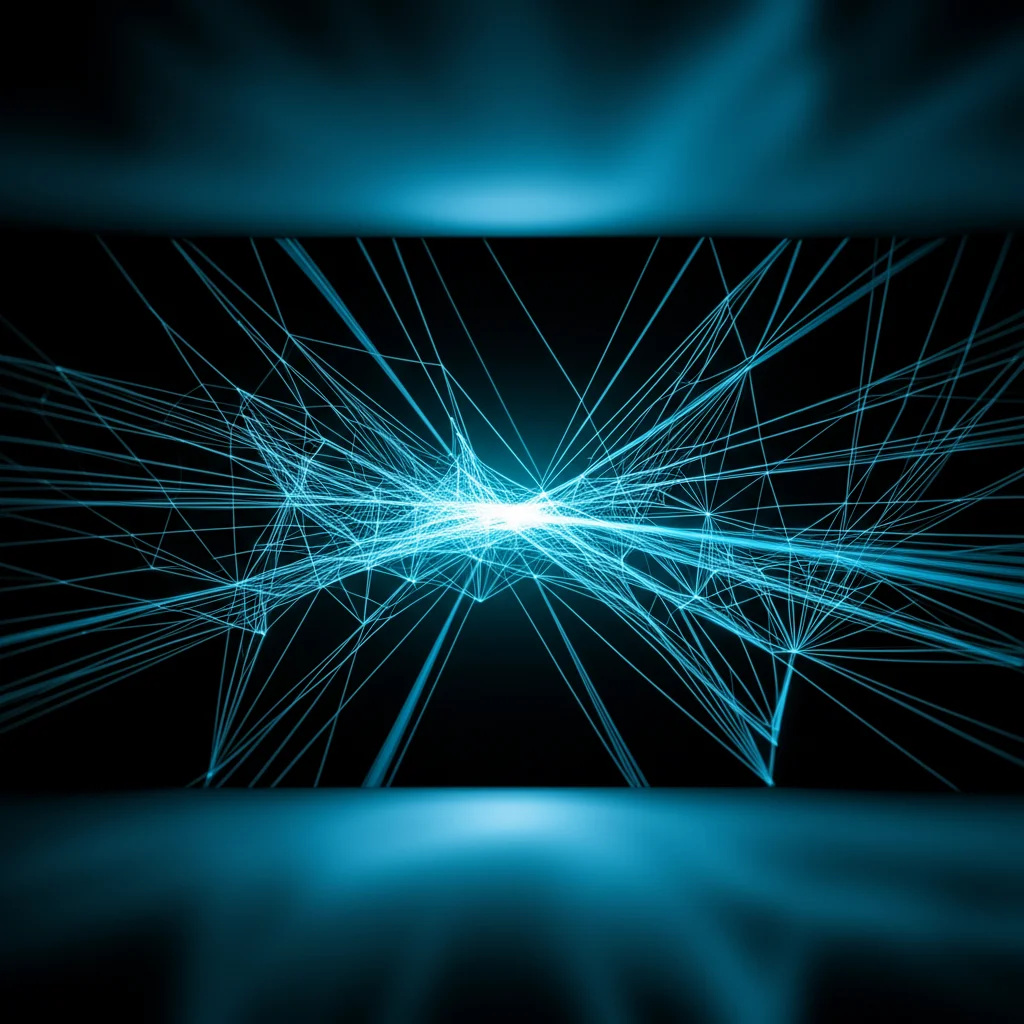 Conceptual image showing complex interconnected lines representing influencing factors (natural, artificial, perception) converging on a point representing visitor density, abstract, high detail, controlled lighting, 105mm macro lens effect.