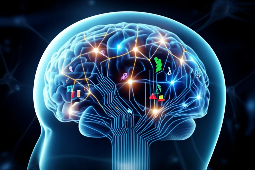 A symbolic image depicting the intricate link between early life experiences and adolescent brain development, macro lens, high detail.