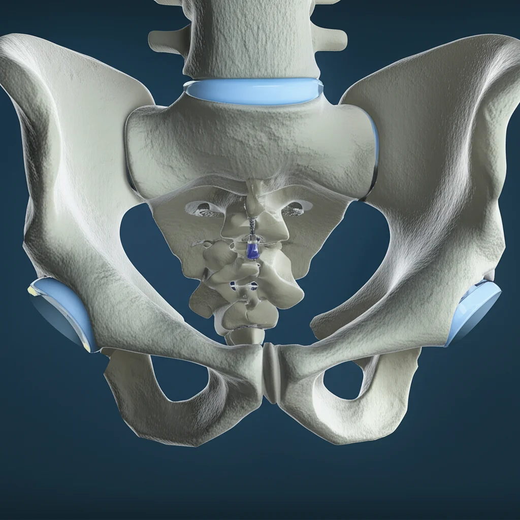 Visualizzazione 3D di un impianto Waveflex semi-rigido inserito tra due vertebre lombari, con focus sulla sua struttura flessibile. Lente macro 70mm, illuminazione chirurgica simulata per un look clinico e preciso, sfondo scuro per far risaltare l'impianto.