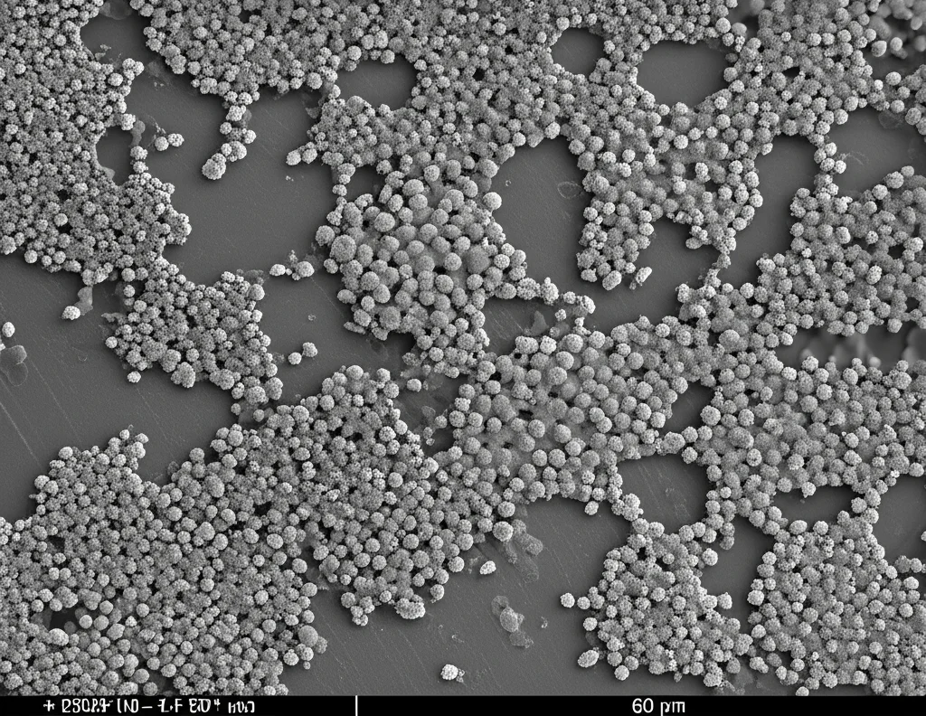 Un'immagine macro ad alta definizione di nanoparticelle di ossido di grafene drogato con argento (GO:Ag) sintetizzate battericamente, che mostrano la distribuzione uniforme delle nanoparticelle di Ag su fogli di GO, con illuminazione controllata per evidenziare la texture e la morfologia. Obiettivo macro, 60mm, alta dettaglio, precisa messa a fuoco.