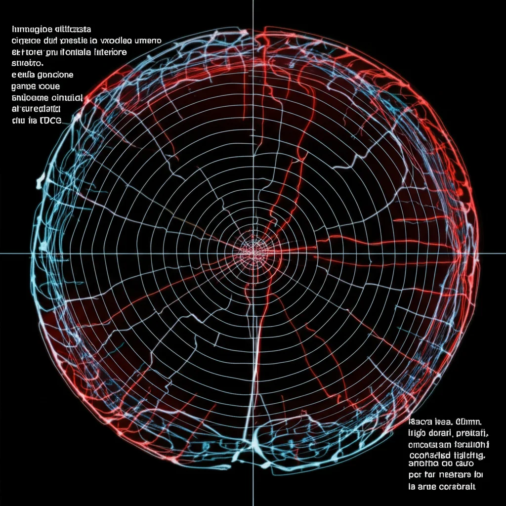 Immagine stilizzata del cervello umano con evidenziate le aree del giro frontale inferiore sinistro e della giunzione temporo-parietale. Flussi di corrente simulati indicano l'attività della tDCS. Macro lens, 60mm, high detail, precise focusing, controlled lighting, sfondo scuro per far risaltare le aree cerebrali.