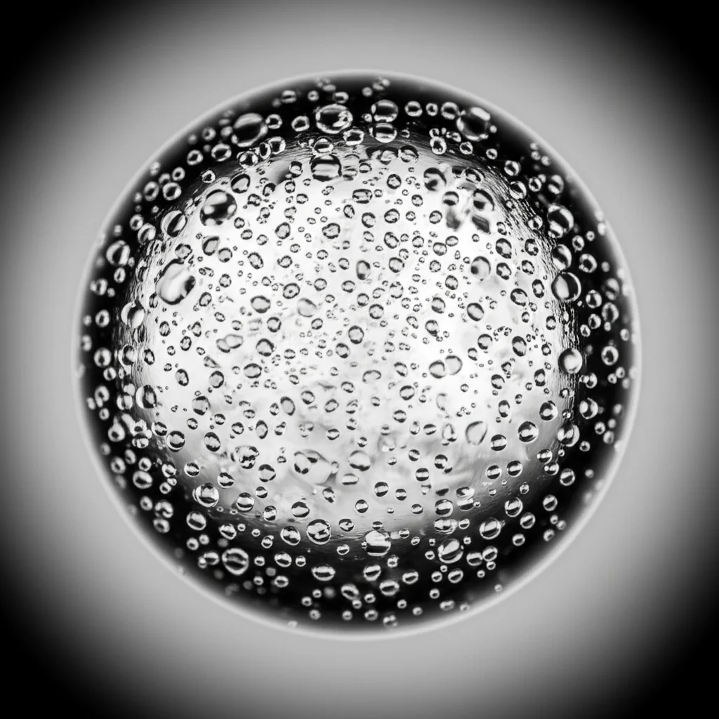 Macro fotografia di un piccolo pellet cilindrico di idrogeno congelato, 60mm macro lens, high detail, precise focusing, controlled lighting, con una leggera brina sulla superficie, su uno sfondo scuro e tecnologico che allude a un ambiente scientifico.