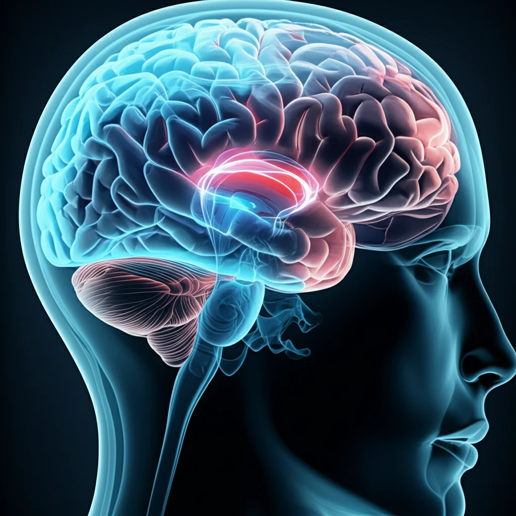 Un'immagine concettuale che rappresenta la complessità del cervello umano affetto da anoressia nervosa, magari con aree illuminate o interconnesse in modo particolare. Macro lens, 60mm, high detail, controlled lighting, per evidenziare la delicatezza e la complessità del soggetto.