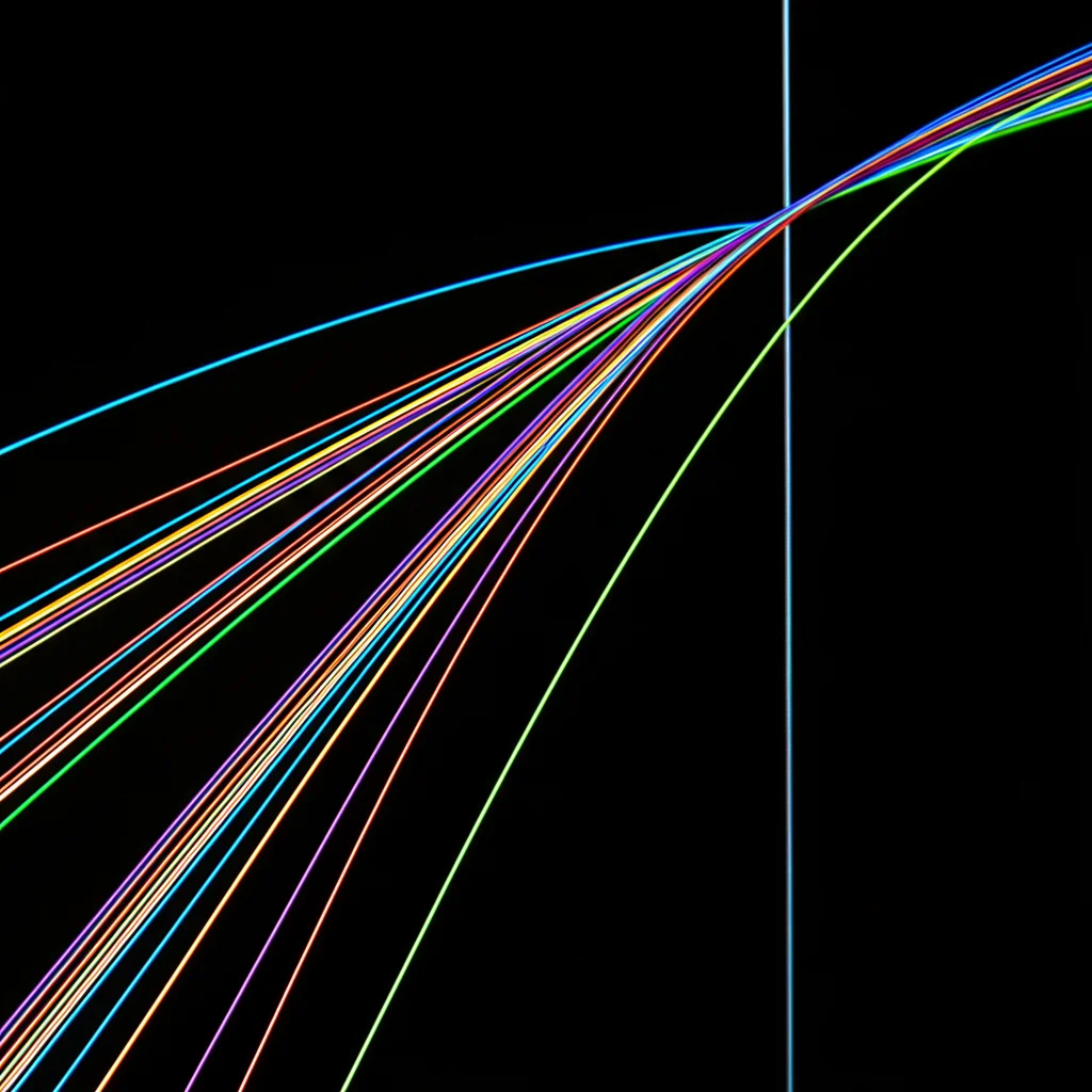 Grafico stilizzato che mostra diverse linee colorate (performance di algoritmi) che si adattano rapidamente a un cambiamento improvviso (drift) indicato da una linea verticale. Dettagli nitidi, illuminazione da studio, obiettivo macro 100mm, per evidenziare la precisione delle curve.