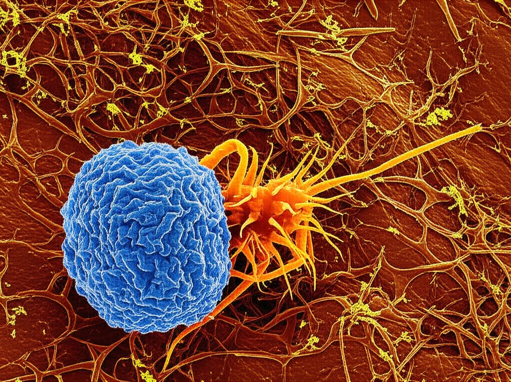 Microfotografia elettronica ad altissimo dettaglio di un merozoite di Plasmodium falciparum che invade un globulo rosso, con membrane cellulari in interazione, illuminazione scientifica precisa, lente macro 105mm, per visualizzare l'invasione parassitaria.