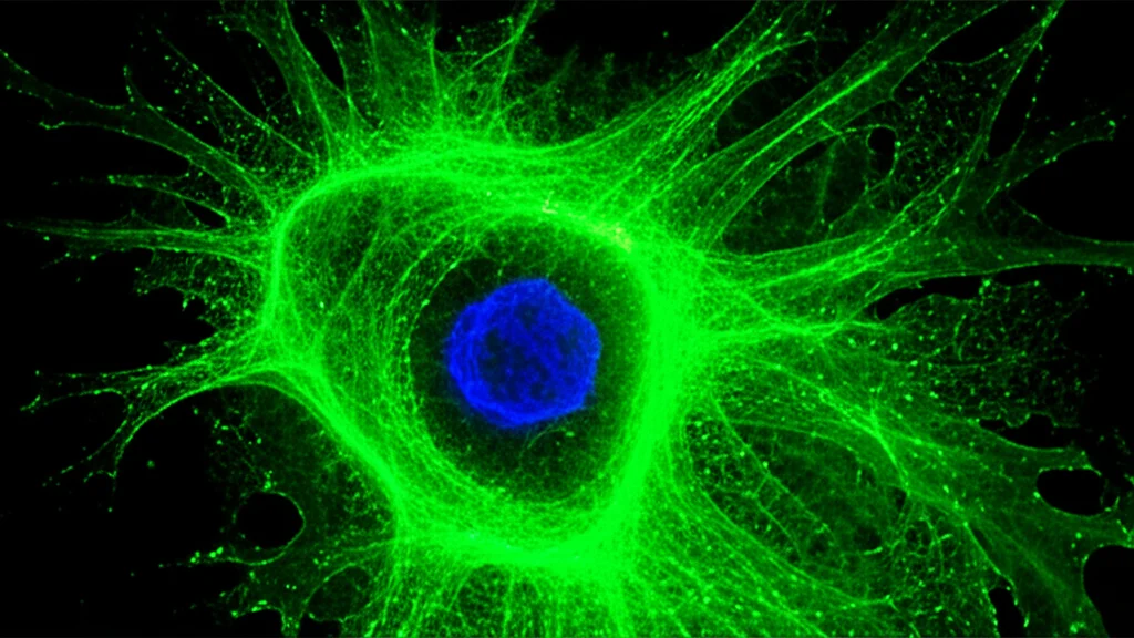 Fotografia di un modello 3D di sferoide tumorale infiltrato da cellule CAR-T che esprimono una proteina fluorescente verde (CAR) solo all'interno dello sferoide, obiettivo macro 60mm, alta definizione, illuminazione precisa per evidenziare l'espressione selettiva.