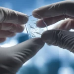 A close-up of a researcher's hands holding a scientific sample, macro lens, 60mm, high detail, controlled lighting.