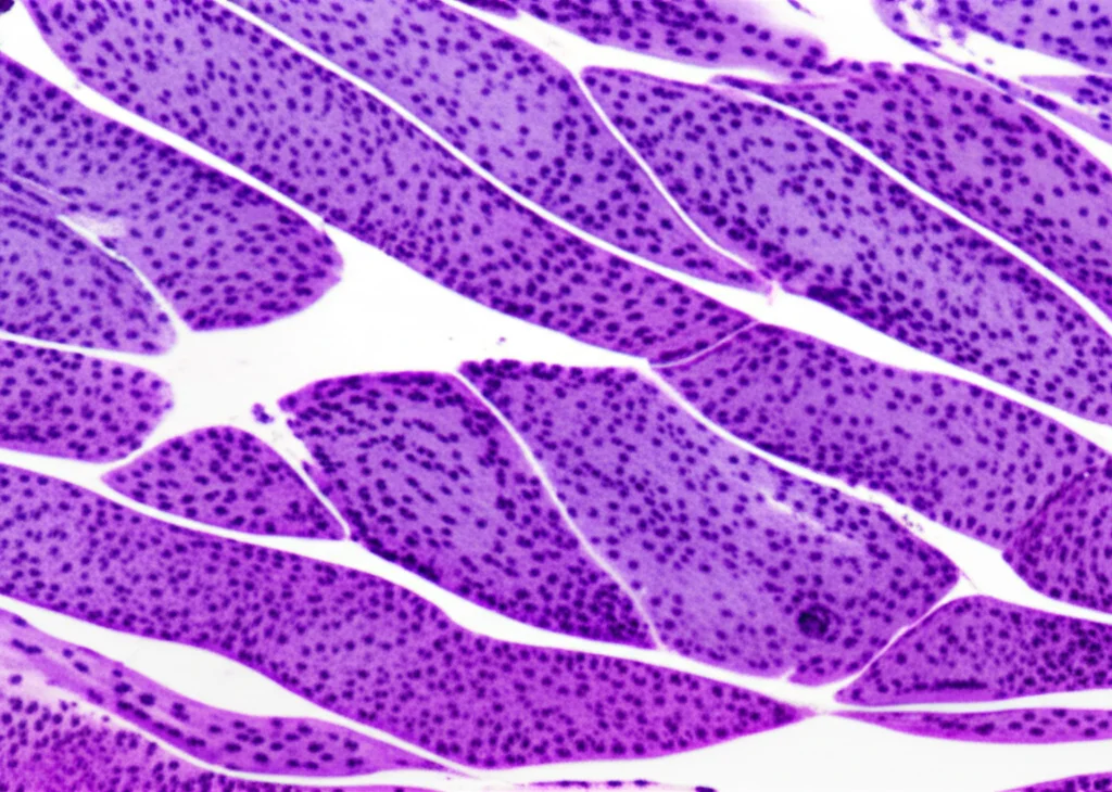 Immagine macro di un fegato di coniglio sano e di uno danneggiato da ischemia-reperfusione, visti al microscopio con colorazione ematossilina-eosina, illuminazione da laboratorio, alta definizione, per confrontare l'istologia epatica normale e patologica.