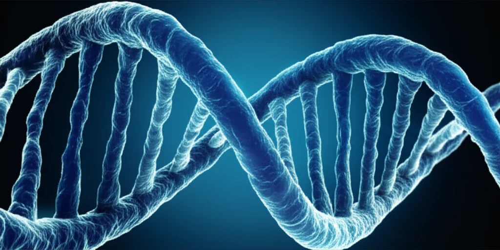 A close-up shot of DNA strands under controlled lighting, macro lens, 60mm, high detail, precise focusing.