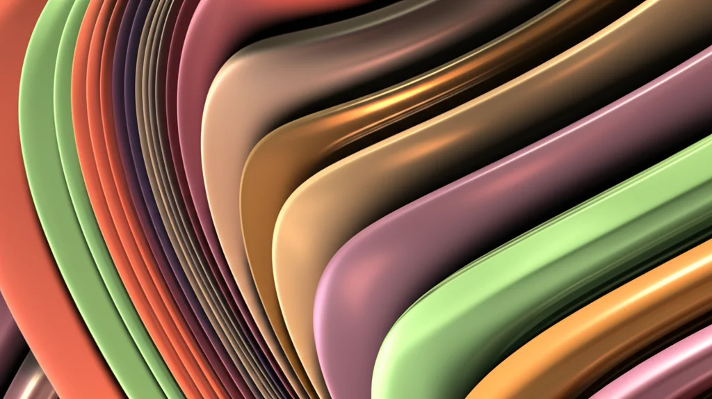 Visualizzazione artistica di una sottovarietà complessa e stabile all'interno di uno spazio prodotto geometrico astratto, forse CP^m x HP^n. Forme curve e lisce che si intrecciano, colori vibranti che rappresentano diverse strutture (complessa, quaternionica), stile fotorealistico concettuale, lente 50mm, profondità di campo, illuminazione suggestiva.