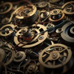 A close-up, highly detailed image of intricate mechanical gears and wires, with a tiny, bright light source near the center, representing a complex system perturbed by a small parameter. Macro lens, 60mm, precise focusing.