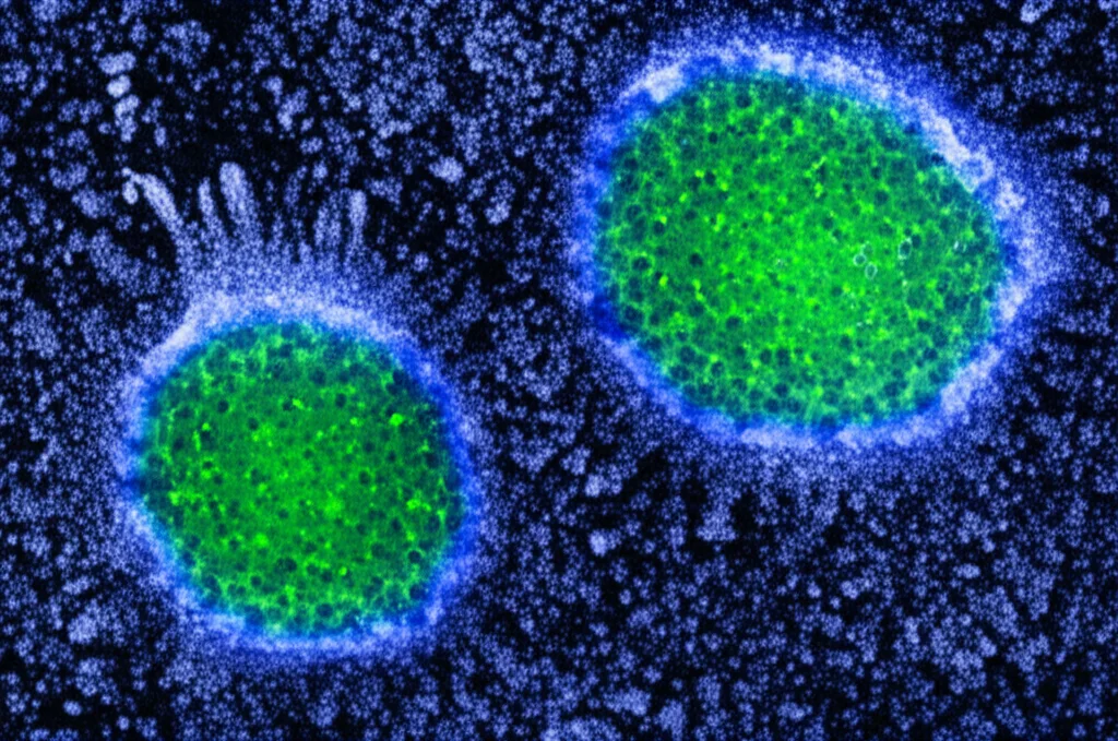 Immagine concettuale fotorealistica che mostra un blocco di tessuto FFPE parzialmente congelato (effetto criogenico con brina) da cui emergono nuclei cellulari intatti e luminosi (blu/verde), simboleggiando la rivelazione di informazioni genetiche grazie alla tecnica snCED-seq. Illuminazione drammatica, obiettivo 35mm, profondità di campo.