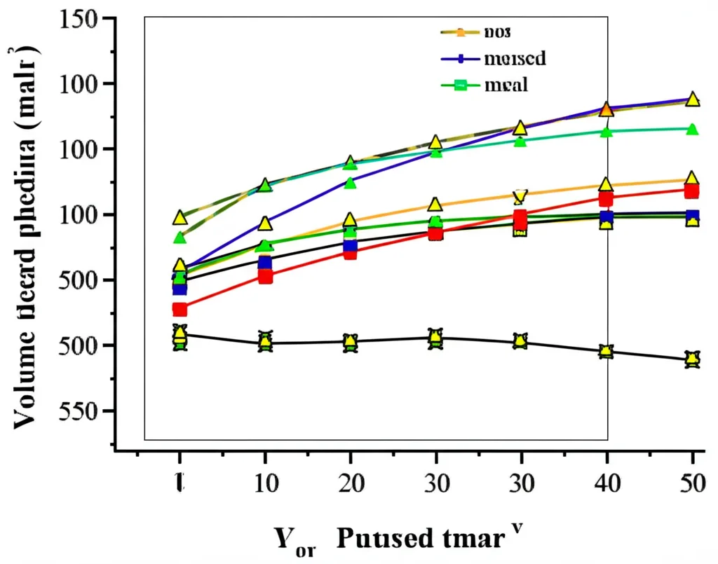 Grafico scientifico che mostra la correlazione tra pressione applicata (asse X) e volume di bleeding della malta (asse Y) per diversi tipi di malta. Linee colorate distinguono le malte commerciali dalla malta neat. Stile pulito, dati chiari.