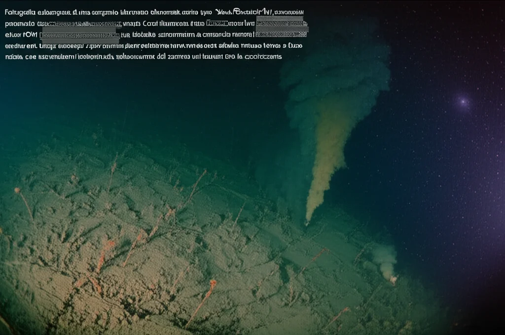 Fotografia subacquea di una sorgente idrotermale attiva tipo 'black smoker' negli abissi oceanici, pennacchi densi e scuri che fuoriescono da alti camini minerali, ambiente buio illuminato solo dalle potenti luci di un ROV (veicolo sottomarino a comando remoto), obiettivo grandangolare 15mm per catturare l'ampiezza della scena, lunga esposizione per ammorbidire il movimento dell'acqua calda, messa a fuoco nitida sulle texture complesse delle strutture del camino e sui batteri che le colonizzano.