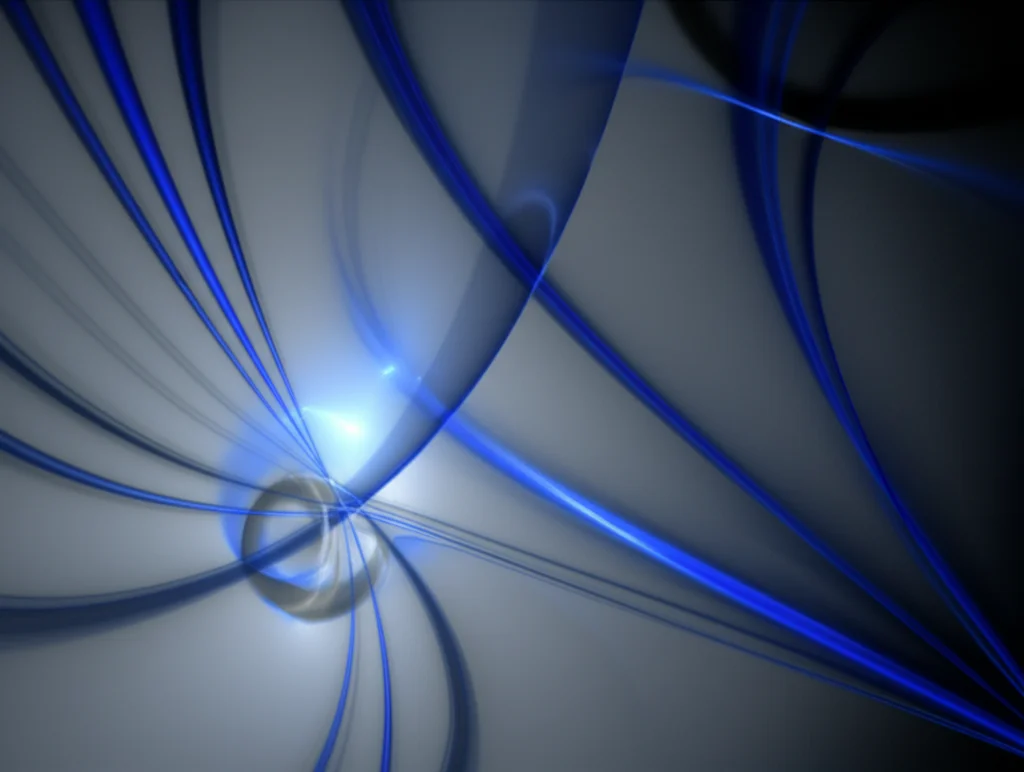 Visualizzazione astratta di pattern frattali interconnessi che simboleggiano il calcolo frazionario, obiettivo grandangolare 15mm, messa a fuoco nitida, gradienti fluidi, bicromia blu e grigio.