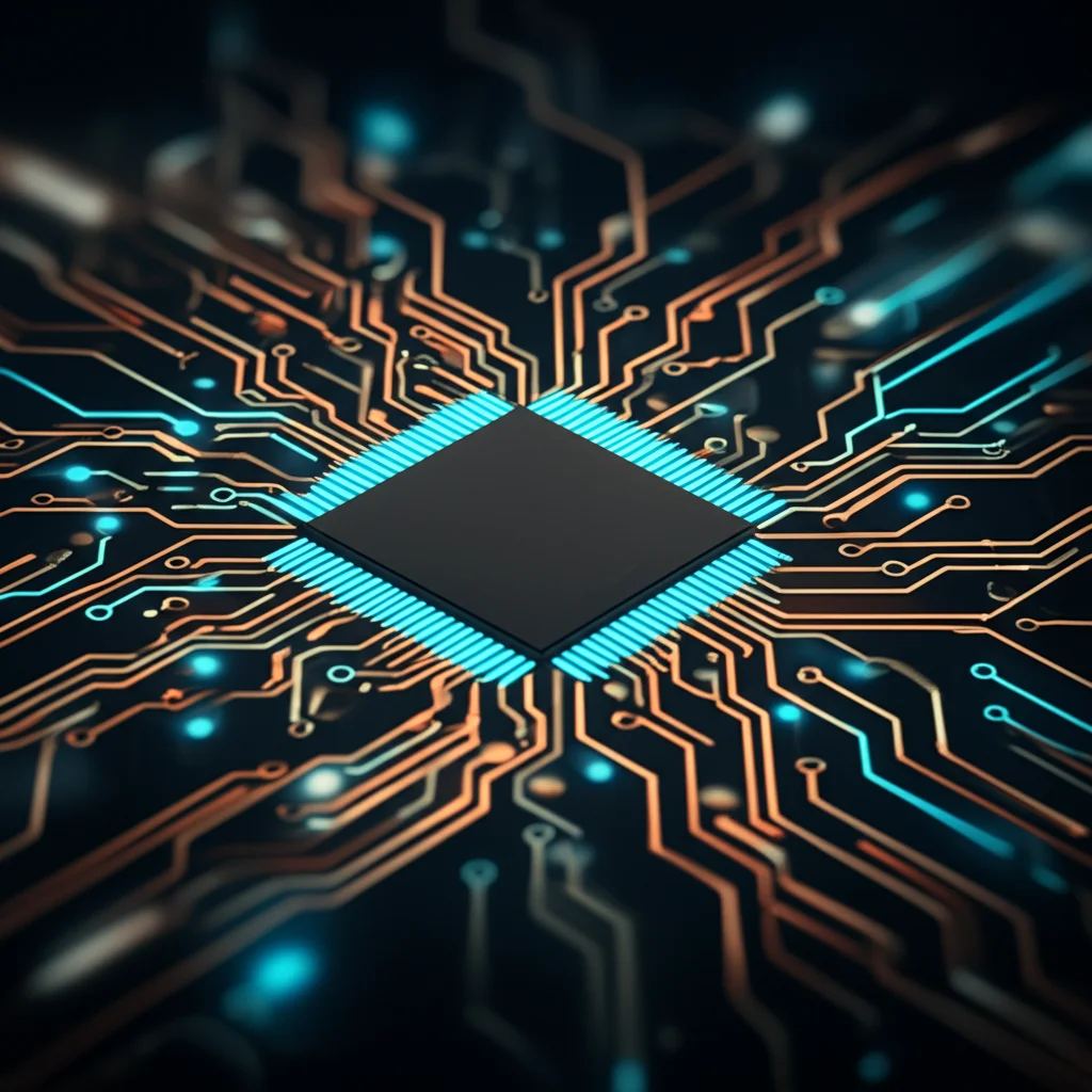 Immagine macro di un lucchetto digitale luminoso sovrapposto a un circuito stampato astratto con linee di dati AI che fluiscono, simboleggiando la cyber resilience come protezione nell'adozione dell'IA. Obiettivo macro 100mm, illuminazione controllata high-tech, alta definizione, focus preciso sul lucchetto.