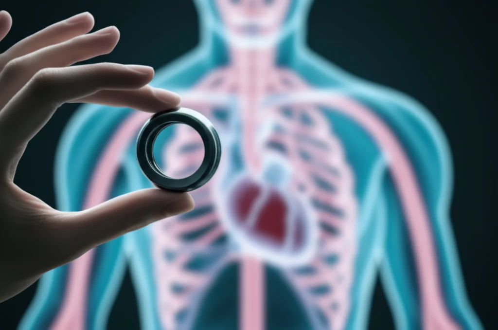 A symbolic image representing environmental health risk. A hand gently holds a small, stylized metallic object (representing cobalt) while in the background, a faint, blurred image of a human heart is visible. The lighting is subdued, creating a slightly serious mood. 35mm prime lens, subtle depth of field.