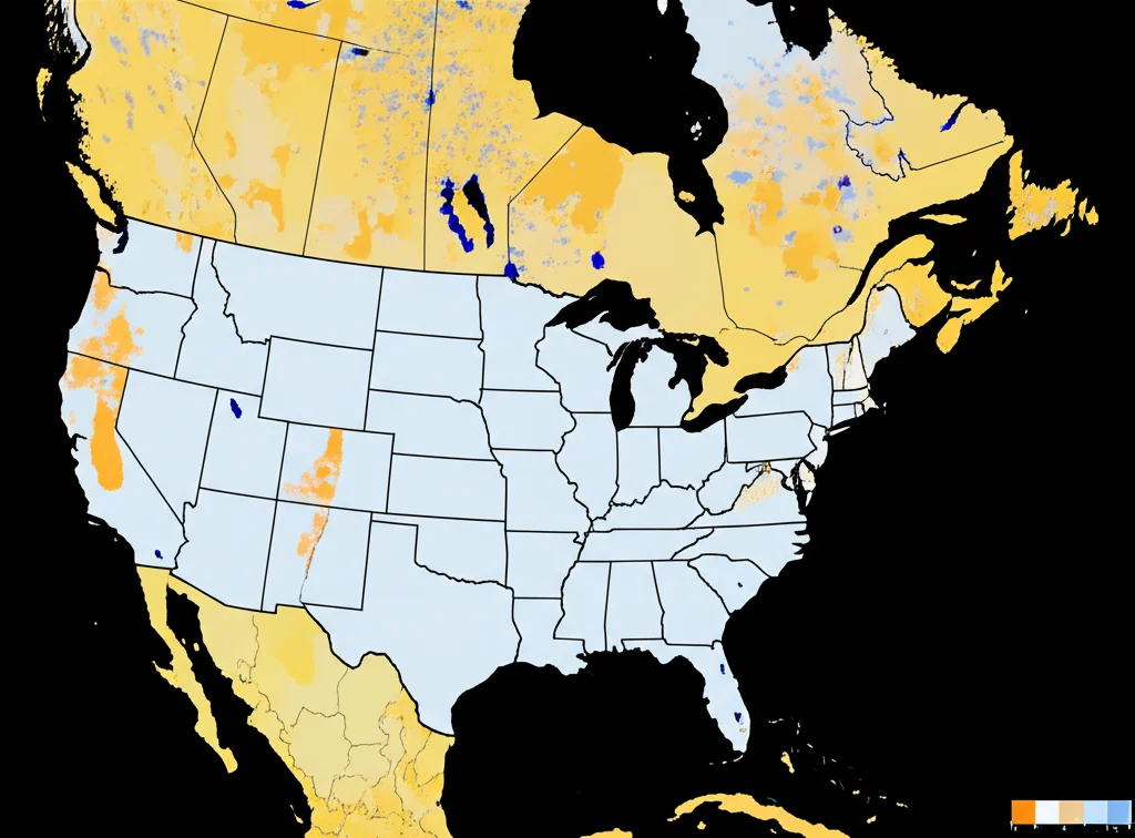 Mappa degli Stati Uniti con diverse aree colorate per rappresentare la concentrazione geografica delle principali ascendenze genetiche (es. blu per Europea, rosso per Africana, verde per Americana), obiettivo grandangolare 24mm, messa a fuoco nitida, stile infografica realistica.