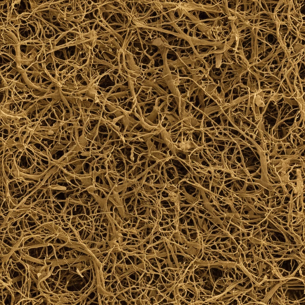 Microscopia elettronica a scansione che mostra la struttura tridimensionale della cromatina all'interno di un nucleo cellulare. Si vedono chiaramente regioni più dense (eterocromatina) e meno dense (eucromatina). Obiettivo macro 100mm, alto dettaglio, illuminazione laterale controllata per enfatizzare le texture.