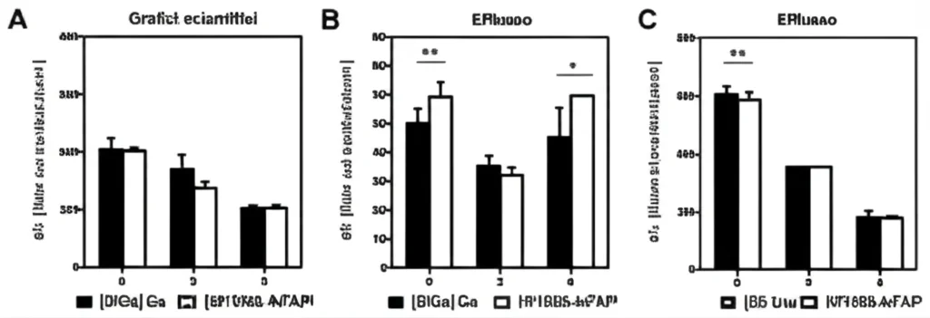 Grafici scientifici che mostrano l'uptake cellulare e l'efflusso di [68Ga]Ga-BiFAPI confrontato con altri traccianti FAPI in cellule HT1080-hFAP, con barre di errore e livelli di significatività statistica indicati, sfondo bianco pulito.