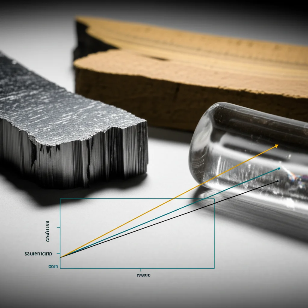 Object photography, 105mm Macro lens, high detail, precise focusing, controlled lighting, visual metaphor of different material properties (like chemical elements and grain structure) influencing a prediction graph, showing accuracy.