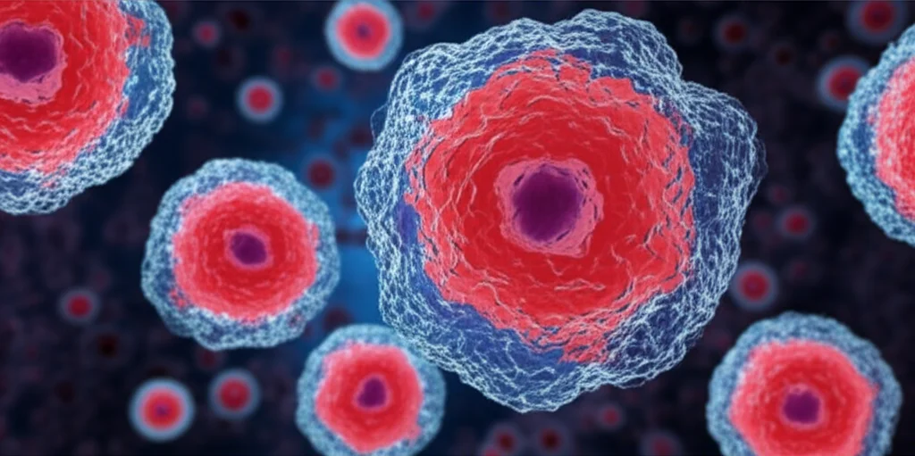Conceptual image showing immune cells (phagocytes) engulfing apoptotic cells, macro lens, 60mm, high detail, precise focusing, controlled lighting.