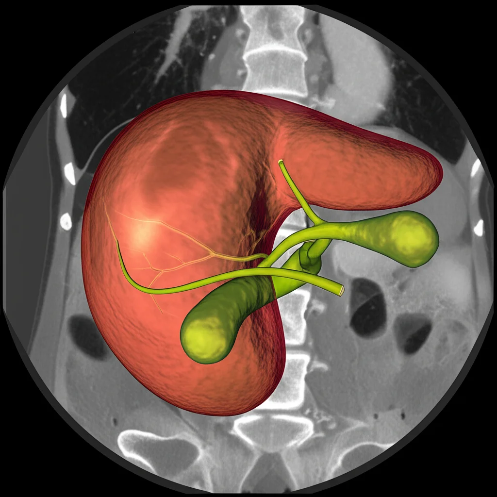 High detail medical scan showing a pancreatic tumor near blood vessels, macro lens, 100mm, precise focusing, controlled lighting.
