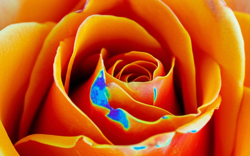 Detailed macro photograph showing gene expression data represented as a heatmap for different rose flower layers, precise focusing on the data visualization, controlled lighting, 60mm Macro lens.