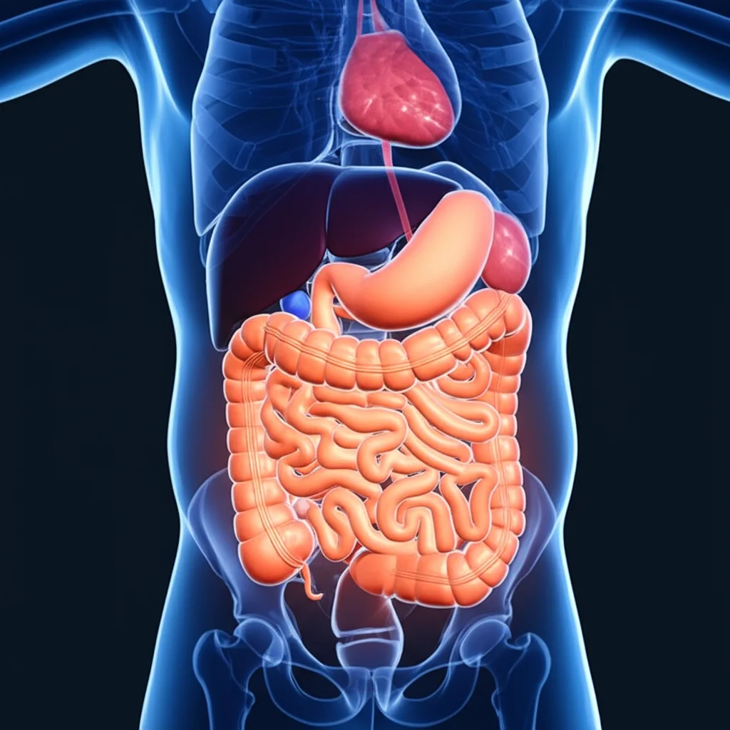 Visualizzazione medica comparativa del grasso viscerale (attorno agli organi) e sottocutaneo (sotto la pelle) nell'addome di una persona, resa fotorealistica 3D con focus sui dettagli anatomici interni, illuminazione da studio per chiarezza, obiettivo 60mm.