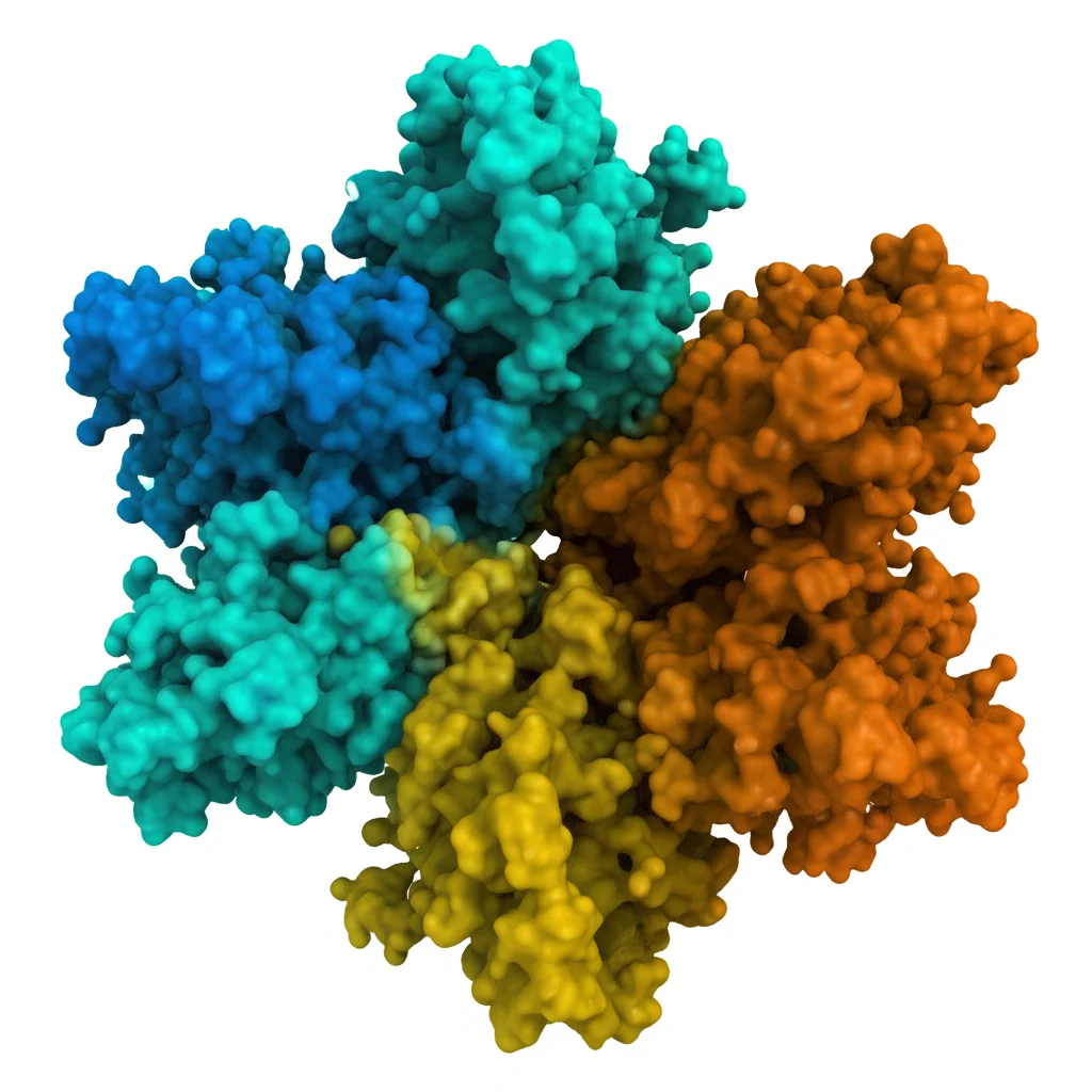 Molecular dynamics simulation showing a protein changing conformation from a locked state to an open state at different temperatures, high detail, precise focusing, controlled lighting.