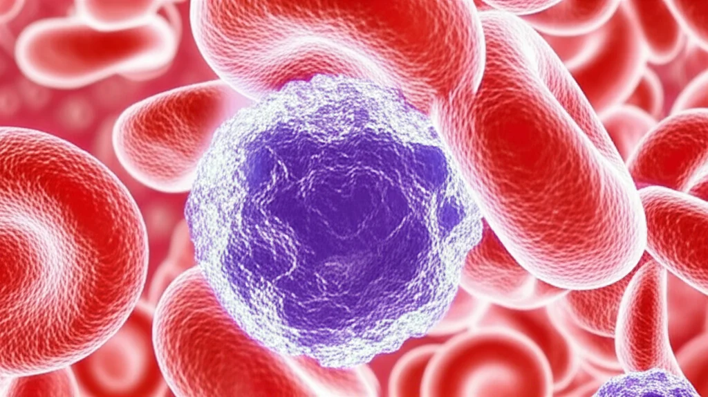 A photorealistic macro image of blood cells under a microscope, showing high detail and precise focusing, representing the clinical indicators studied.