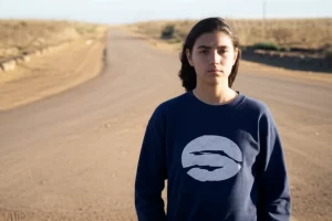 A young person with diabetes, 35mm portrait, standing at a crossroads, symbolizing the transition from pediatric to adult healthcare, depth of field.