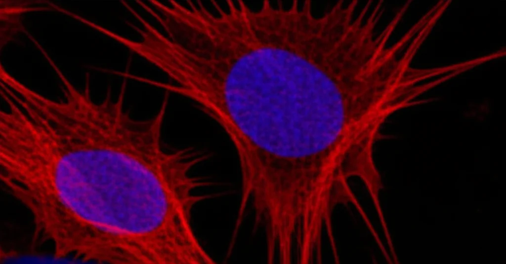 Macro fotografia, lente da 90 mm, di cellule polmonari non a piccole cellule umane luminose (linee SW1573 e H2122) nelle piastre di Petri sotto un microscopio a fluorescenza, dettagli elevati, focalizzazione precisa, illuminazione di laboratorio controllata, che mostra la risposta differenziale al trattamento di ADAgrasib e abemaciclib.