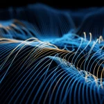 Visualizzazione concettuale di un algoritmo che analizza e classifica le deformazioni complesse di una superficie topologica, combinando geometria astratta (grafo delle curve) e calcolo efficiente, stile wide-angle 20mm, sharp focus, high detail, colori blu e oro duotone.