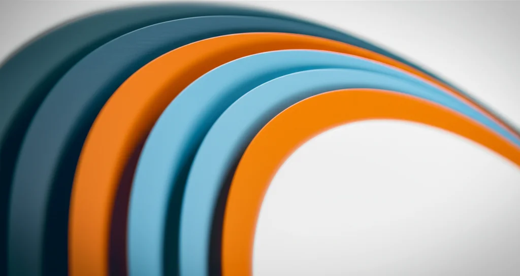 Visualizzazione concettuale astratta che rappresenta curve di sopravvivenza divergenti per diversi sottotipi di linfoma trasformato, utilizzando colori contrastanti (blu e arancione duotone), profondità di campo, focale 35mm.