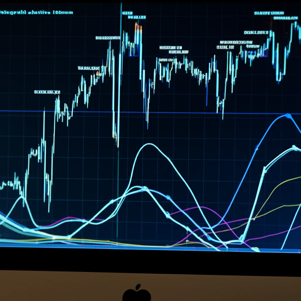 Fotografia macro, obiettivo 100mm, alta definizione, di un grafico complesso di dati medici su uno schermo di computer, con linee luminose che rappresentano connessioni neurali, illuminazione controllata focalizzata sul grafico.