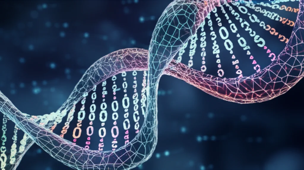 Close-up macro shot of abstract DNA sequences forming patterns, representing k-mers and graph nodes, 100mm macro lens, high detail, precise focusing, controlled lighting.