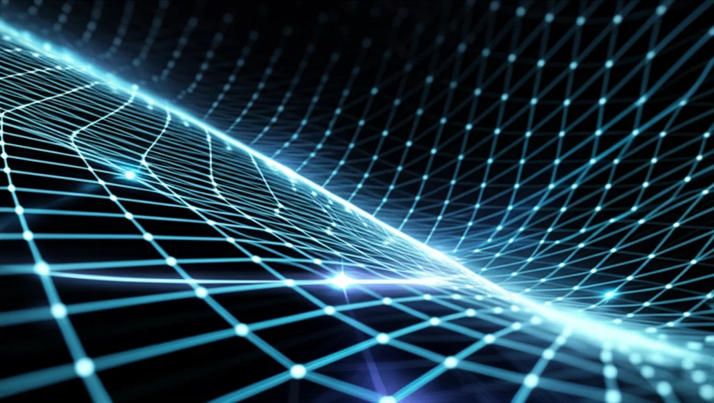 Abstract visualization representing a mathematical operator detecting properties of tangent planes on a curved surface, data visualization, precise focusing 60mm, controlled lighting