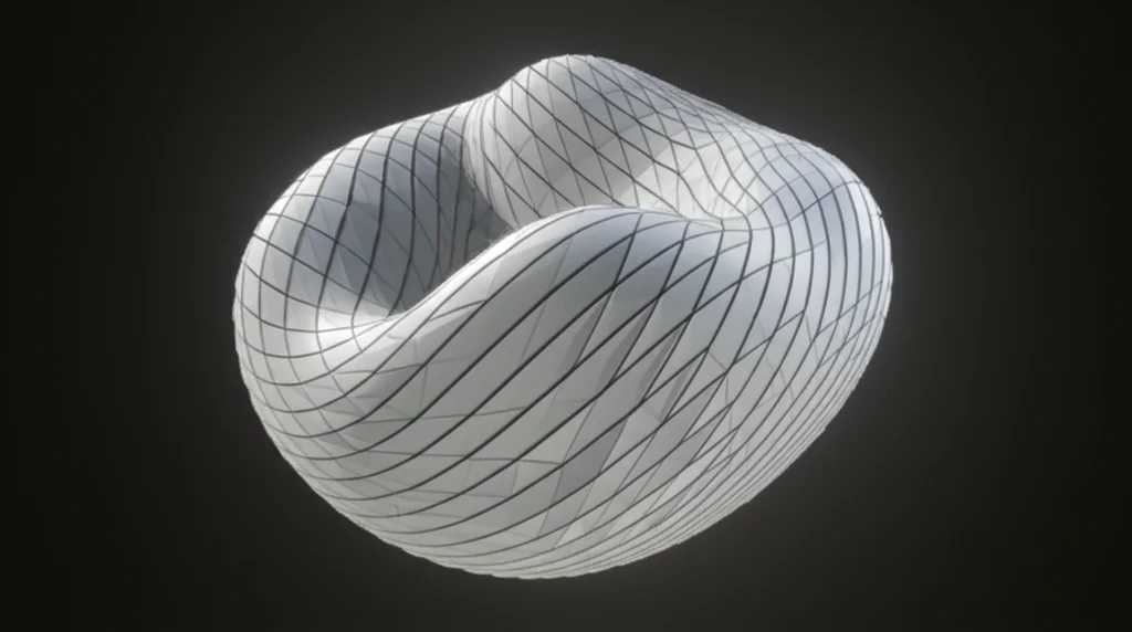 Abstract representation of a topological space being locally deformed or 'poked' to change its geometric properties, digital art, controlled lighting 105mm