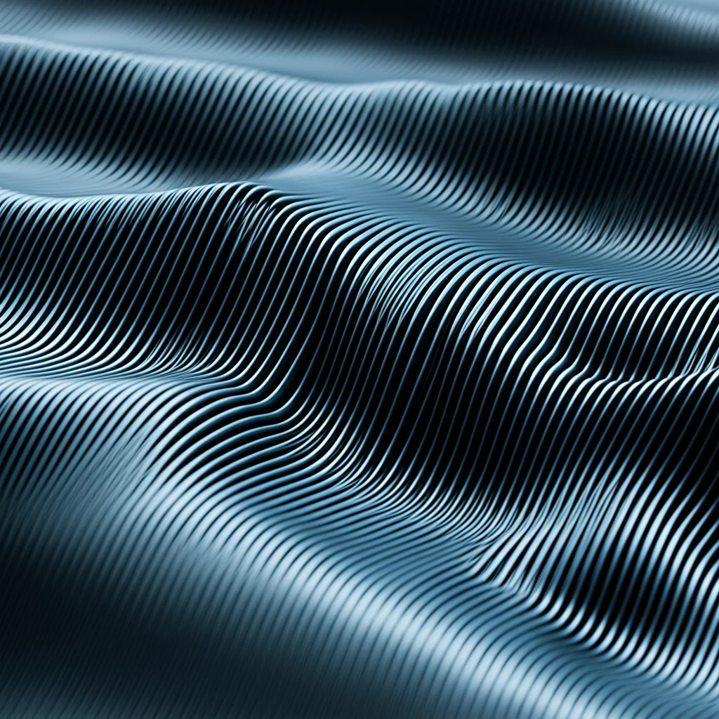 Abstract representation of interacting waves, complex patterns, high detail, precise focusing, controlled lighting, macro lens 60mm