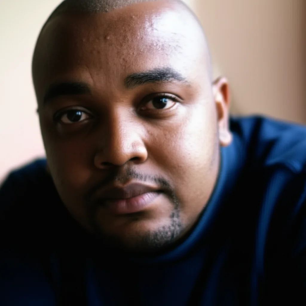 portrait photography, 35mm portrait, South African adult, depth of field, looking thoughtful