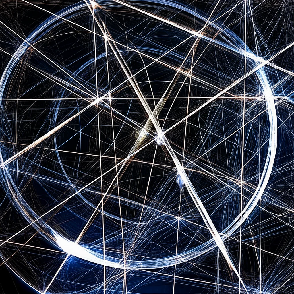 Abstract visualization of finite group structure, showing layers and connections, high detail, precise focusing.