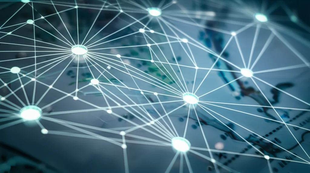 A complex network diagram overlaid on medical charts, representing the challenges in evaluating generative AI models for synthetic data, macro lens, 105mm, high detail, precise focusing