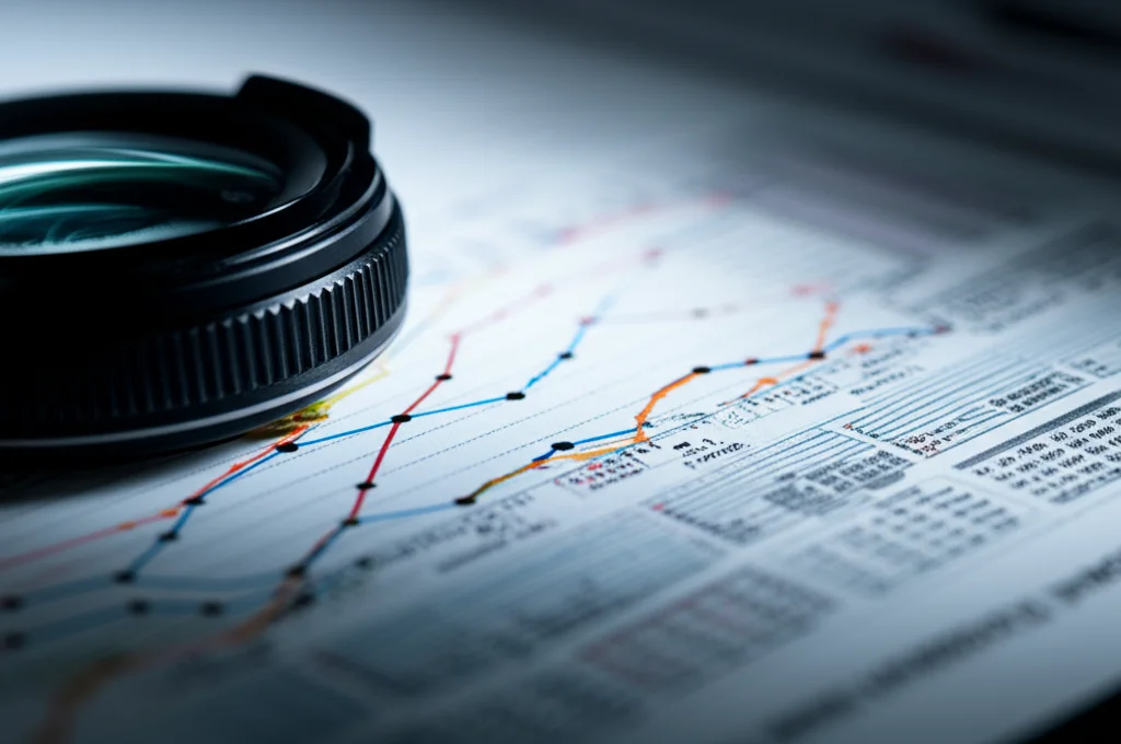 Macro lens, 60mm, high detail, precise focusing, controlled lighting, showing medical charts and data points, representing the retrospective analysis of patient information.