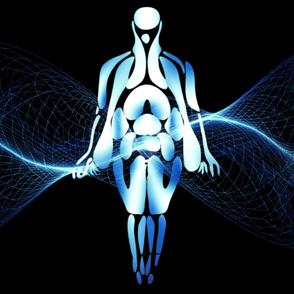 Photorealistic image, symbolic representation of the connection between body shape and brain function, perhaps abstract shapes or a subtle overlay of a brain structure on a body outline.