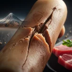Macro lens view of a bone cross-section showing compromised structure, overlaid with subtle imagery suggesting high altitude and rich food, high detail, precise focusing.