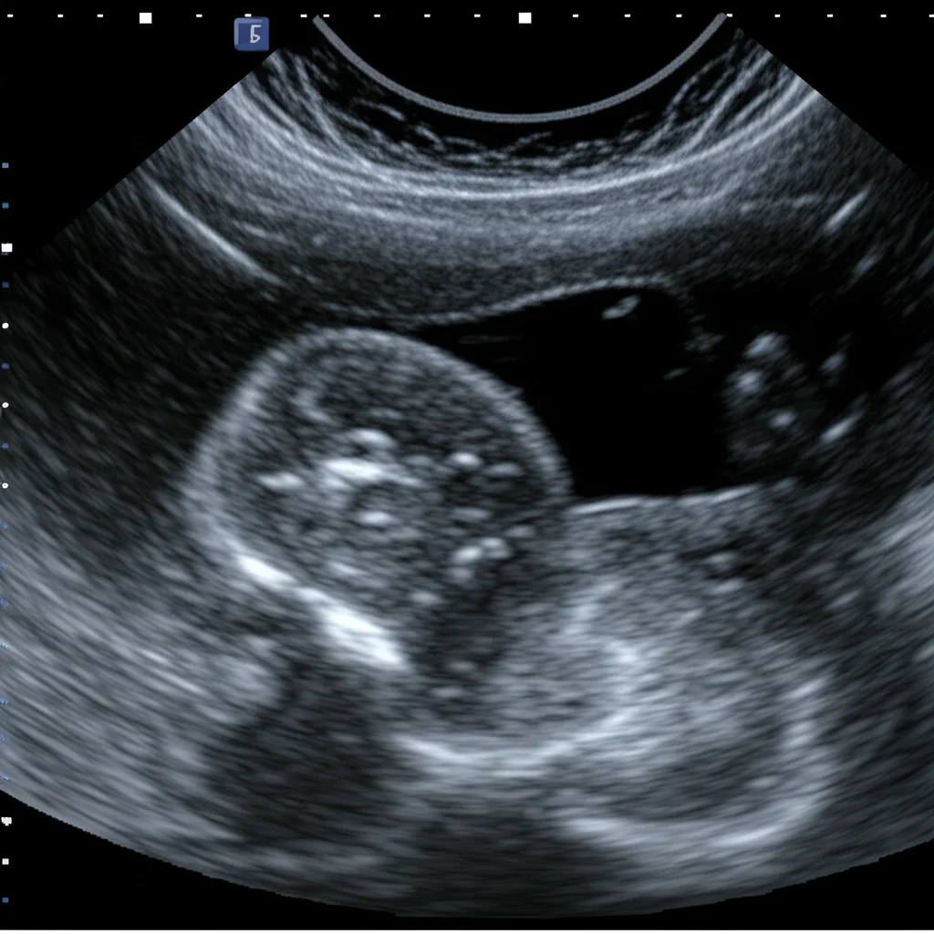 Photorealistic medical ultrasound image showing a complex nodule with specific features, macro lens, 60mm, high detail, precise focusing, controlled lighting, illustrating the detailed control possible with text-guided generation.