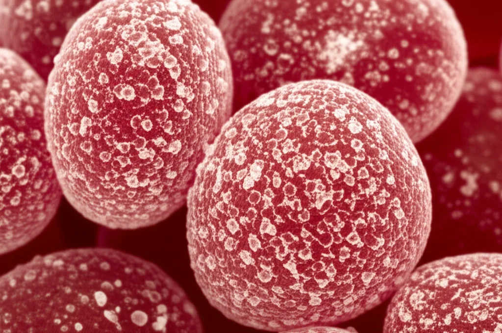 Photorealistic macro lens 100mm image showing complex filtration membranes or ion exchange resin beads, high detail, precise focusing, controlled lighting, symbolizing water treatment technology.