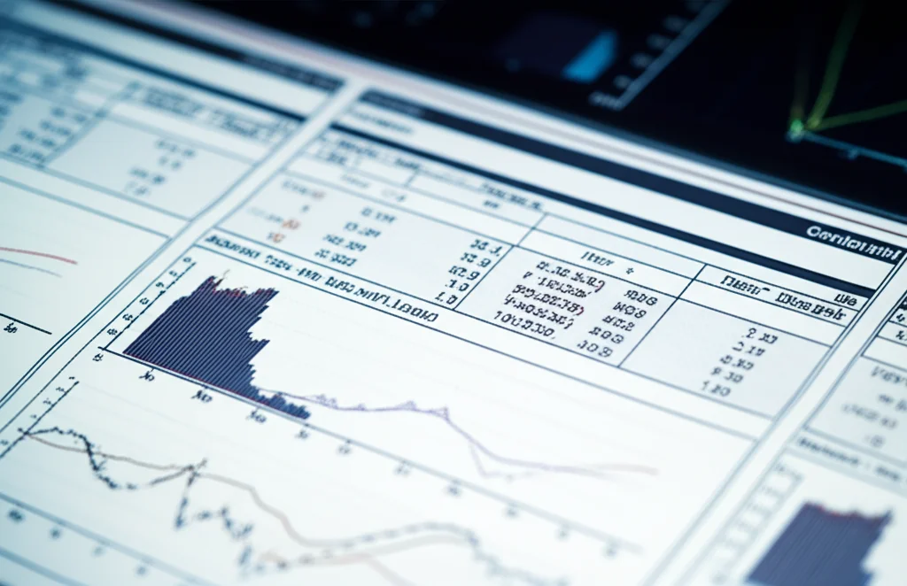 Close-up view of complex medical data charts and graphs, hinting at critical care and health metrics. Macro lens, 60mm, high detail, precise focusing.
