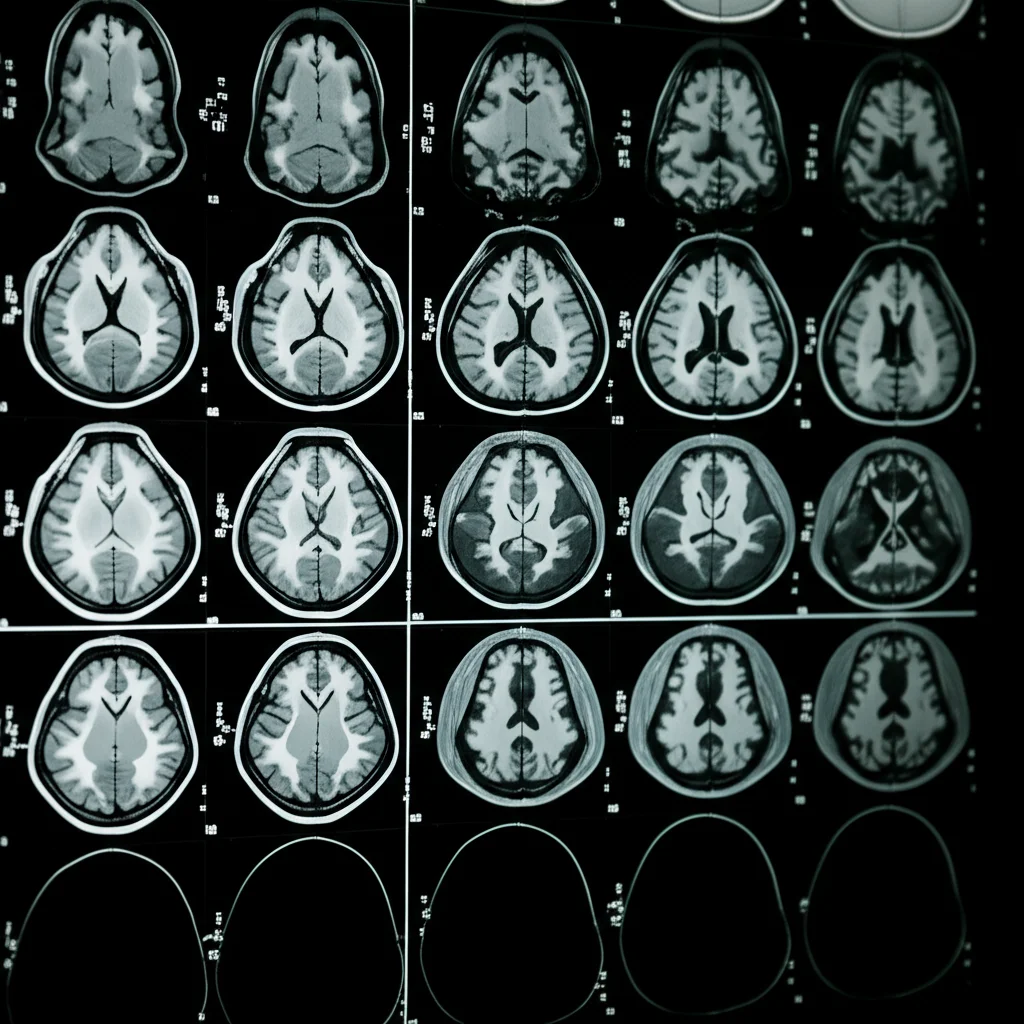 Stylized representation of artificial intelligence processing medical images, 60mm Macro lens, high detail, controlled lighting
